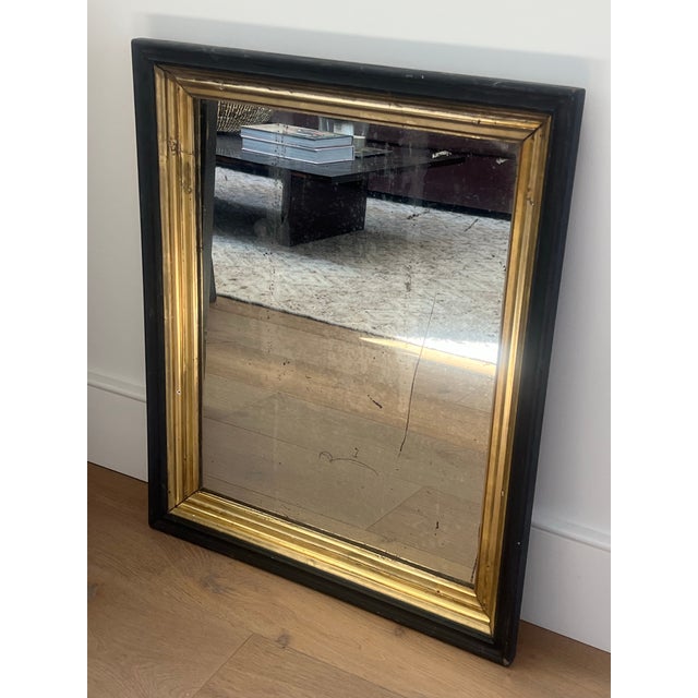 Early 20th Century Black & Giltwood Mirror With Foxed Glass For Sale - Image 10 of 10