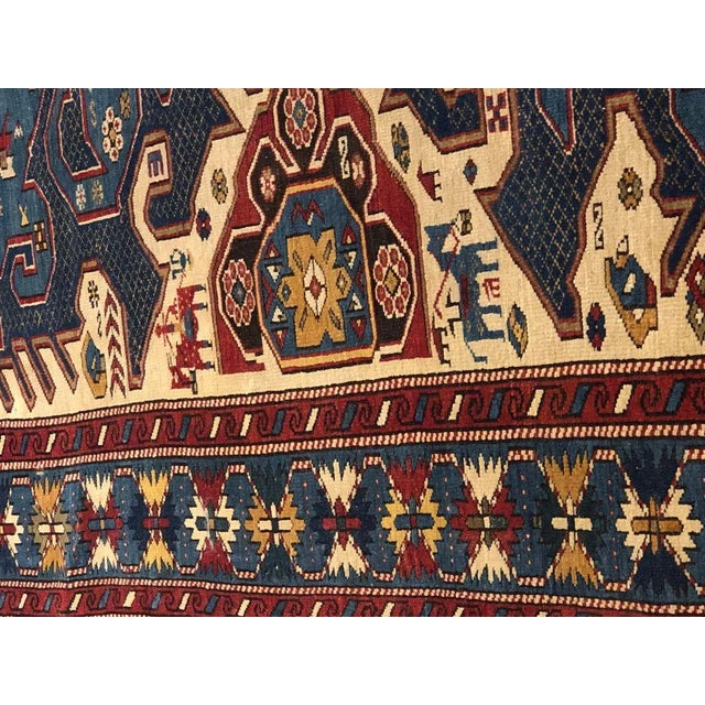 Early 20th Century Blue White Yellow Geometric Rug For Sale - Image 12 of 13