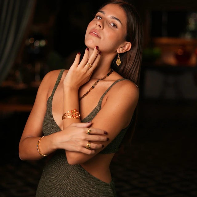 Cleopatra Gold & Carnelian Stone Cuff Chunky Bracelet For Sale - Image 4 of 9