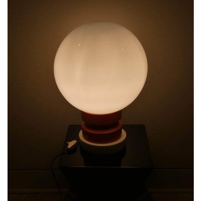 Opaline Glass and Wood Table Lamp, Italy, 1970s For Sale - Image 4 of 11