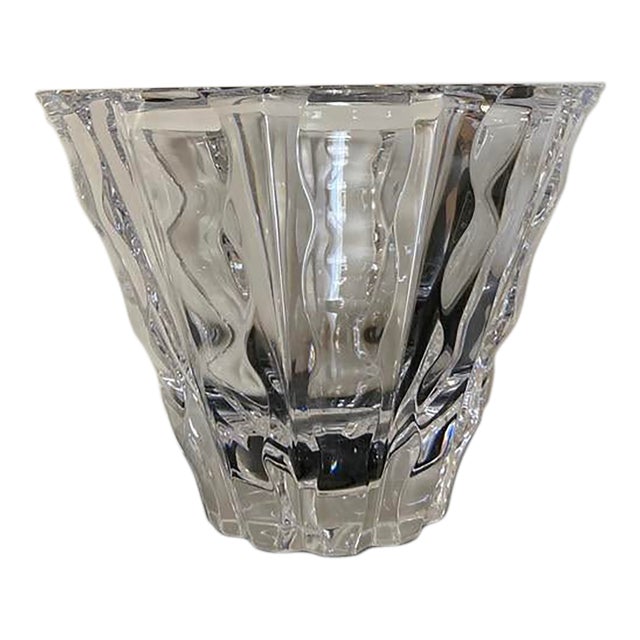 Ice Bucket Waves Design in Orrefors Crystal Art Deco Style, Signed For Sale
