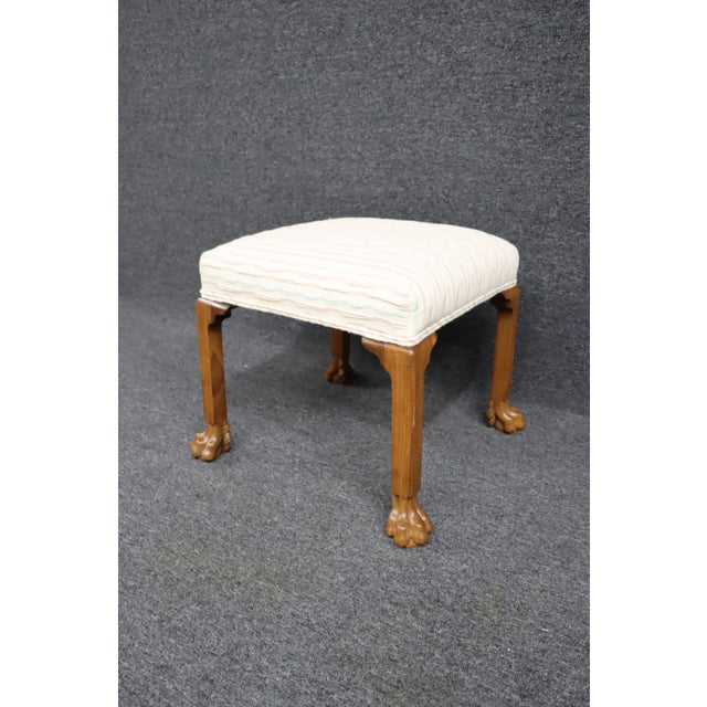 Traditional Empire Style Mahogany Claw Foot Ottoman For Sale - Image 3 of 6