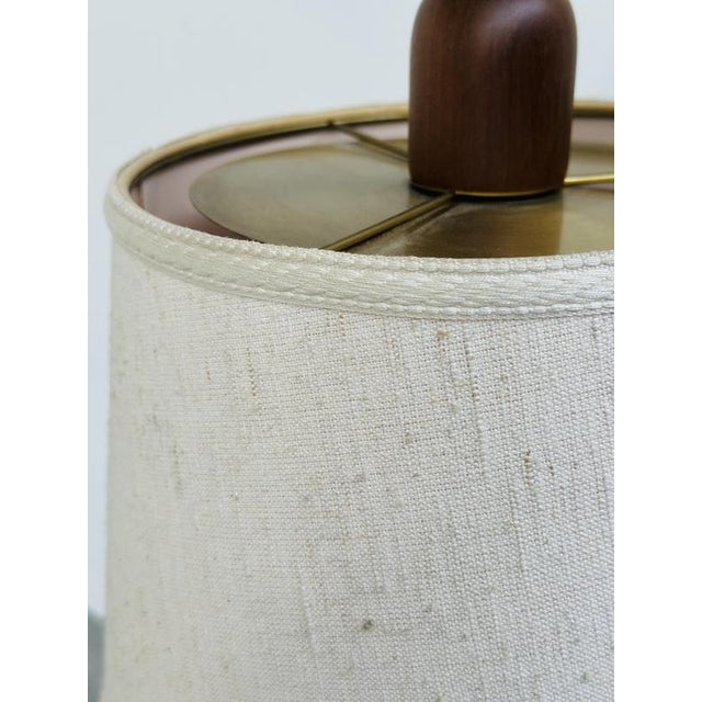 Mid-Century Modern Adjustable Teak Arc Floor Lamp with Fabric Shade, 1960s For Sale - Image 5 of 12