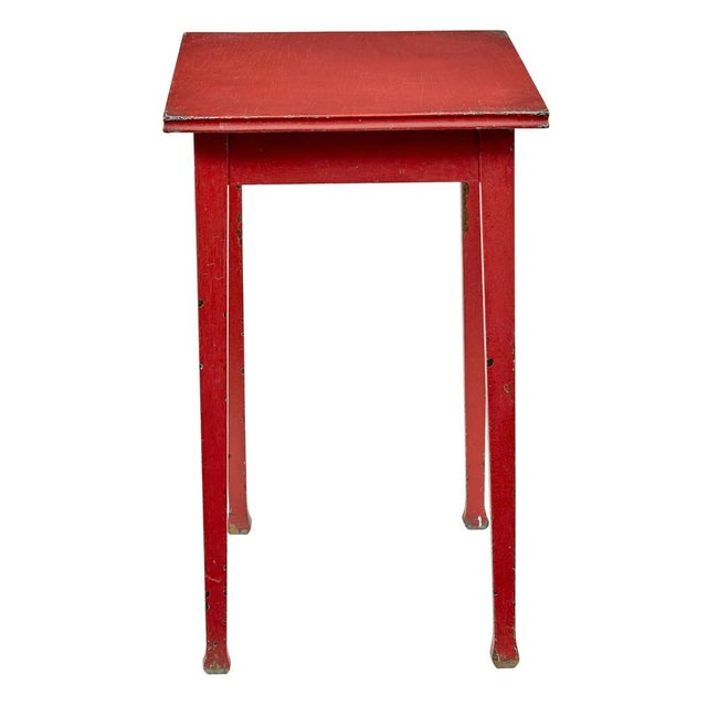 Rustic Scandinavian Red Painted Side Table, 1890 For Sale - Image 3 of 9