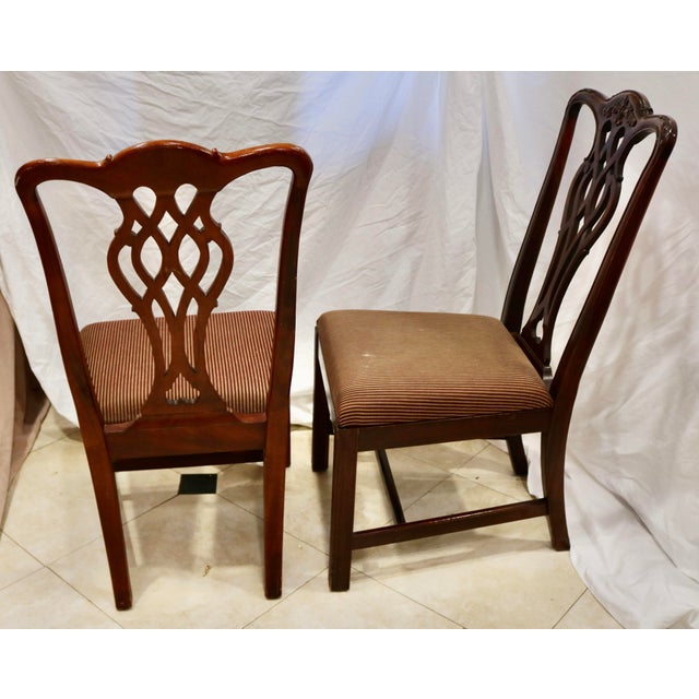 Chippendale Vintage Chippendale Mahogany Carved Dining Chairs - Set of 6 For Sale - Image 3 of 7