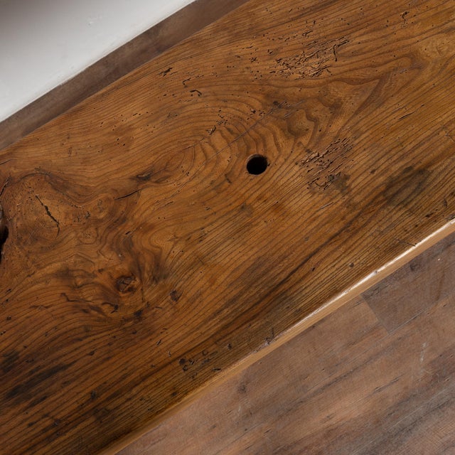 Antique Rustic French Carpenter's Workbench Console Table For Sale - Image 6 of 15