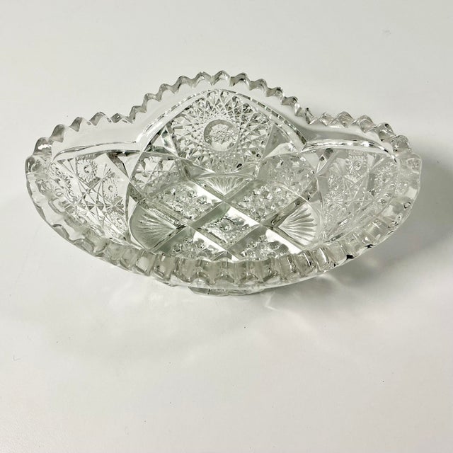 Late 19th Century Late 1800s Antique Boho Chic Hollywood Regency American Brilliant Cut Deep Relish Serving Dish For Sale - Image 5 of 11