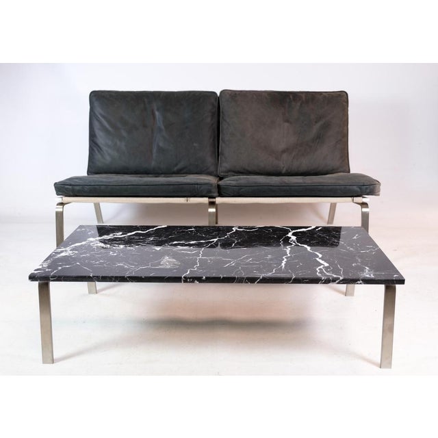Stainless Steel & Black Leather 2-Seater Sofa by Mann for Norr11, 2000s For Sale - Image 13 of 16