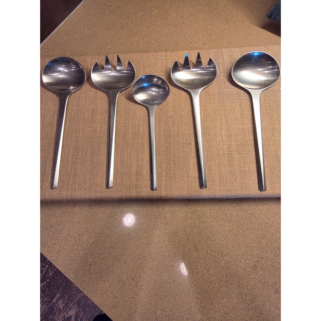 Georg Jensen Stainless Steel "Prism" Pattern Serving Pieces For Sale - Image 9 of 13