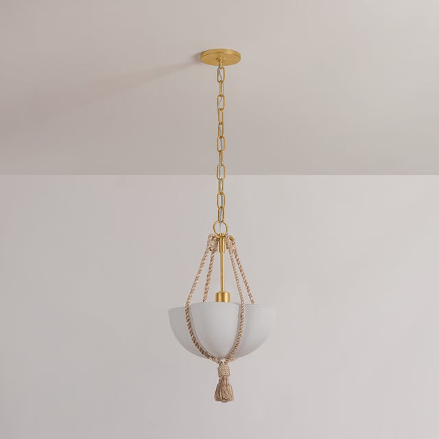 Mid-Century Modern Hudson Valley Lighting Amberley 12 in. 1 Light Pendant in Vintage Gold Leaf Finish For Sale - Image 3 of 4