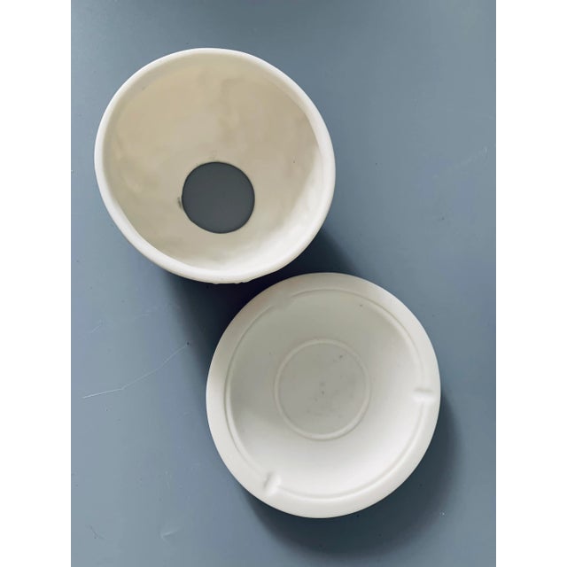 Vintage Bisque Votive Candle Holders, Cherub & Winter Holidays Themes, Set of 2 For Sale - Image 9 of 11