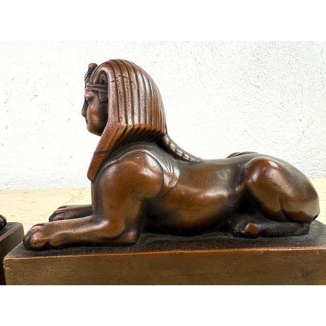 Early 20th Century Copper Sphinx Sculptures / Pair For Sale - Image 4 of 12