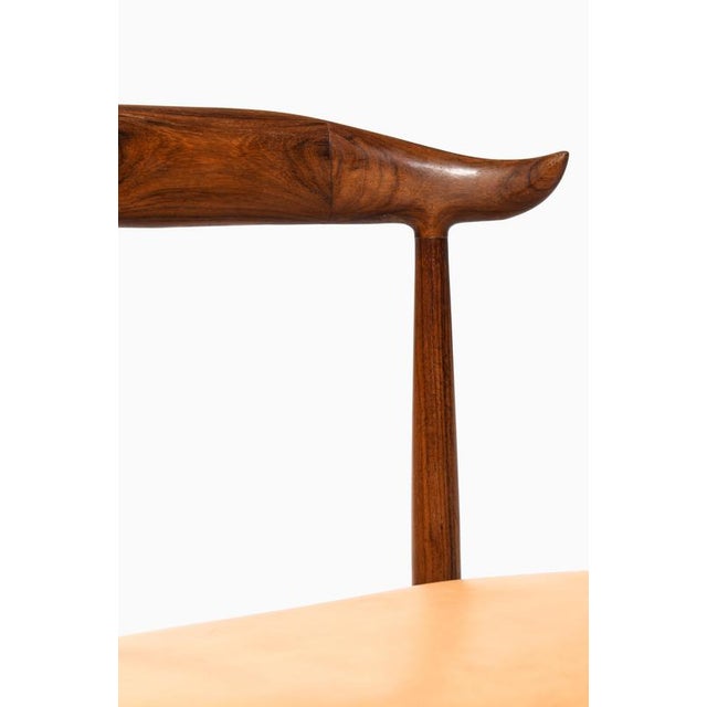 Dining Chairs in Leather and Rosewood attributed to Knud Færch, 1950s, Set of 6 For Sale - Image 9 of 11