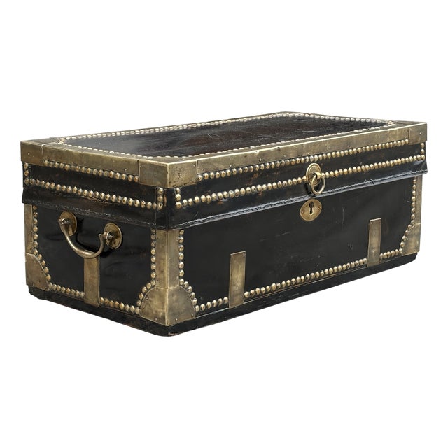 Georgian Leather Brassbound Coaching Trunk, 1810s For Sale