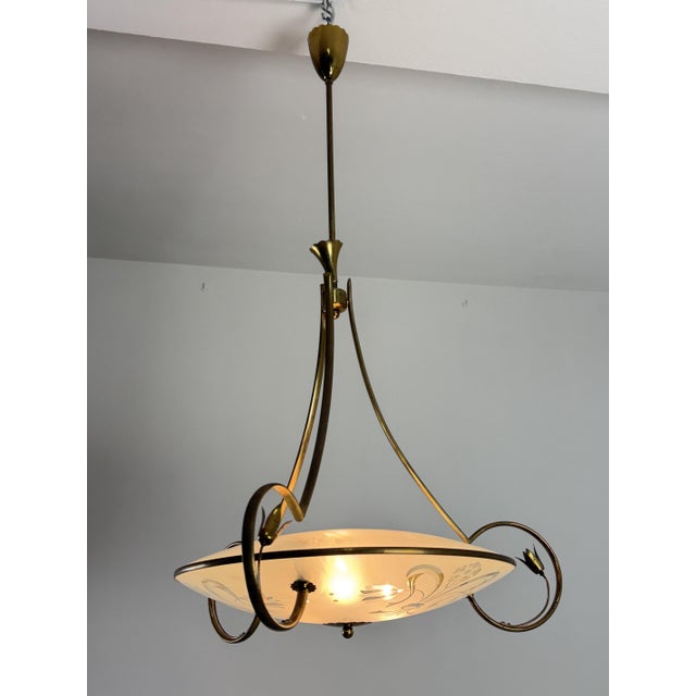 1960s Murano Glass and Brass Chandelier in the style of P. Chiesa for Fontana Arte, 1960s For Sale - Image 5 of 18