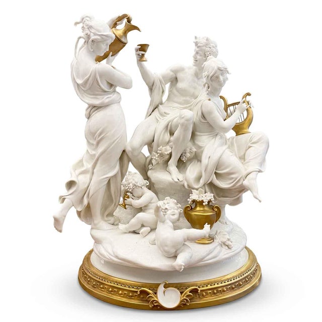 Large Bacchanal Triumph of Bacchus Sculptural Group in White and Gold Porcelain by Giuseppe Cappé, 1962 For Sale - Image 12 of 12