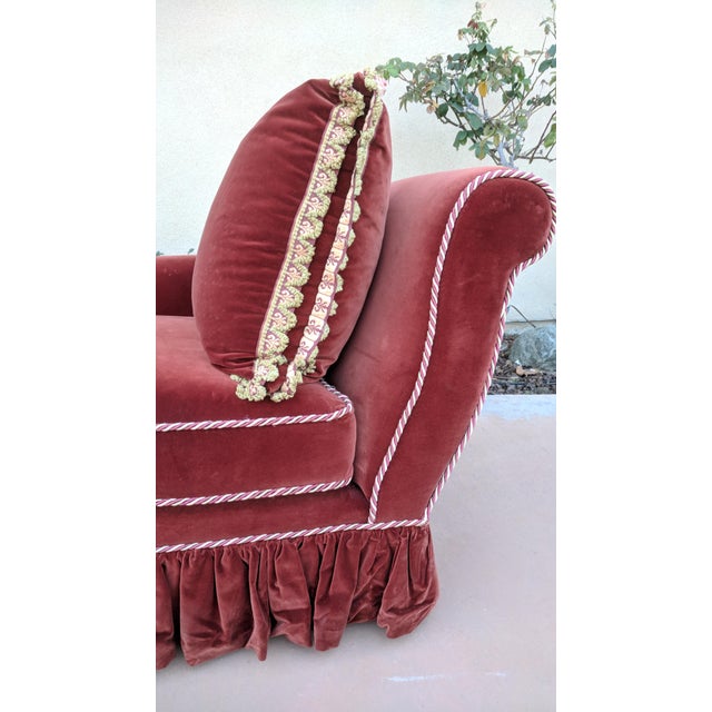 Vintage Burgundy Red Velvet Chaise