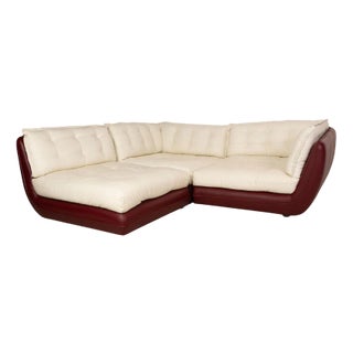 Cupcake Corner Sofa in Cream and Red Leather from Bretz For Sale