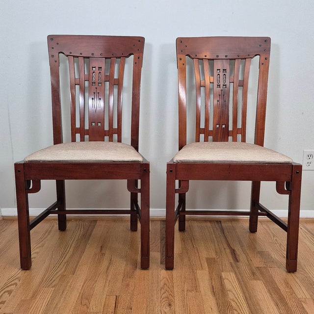 Wood Late 20th Century Blacker House Mahogany Side Chairs in the Style of Greene and Greene Arts & Crafts, a Pair For Sale - Image 7 of 18
