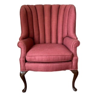 1980s Channel Back Vintage Upholstered Chair For Sale