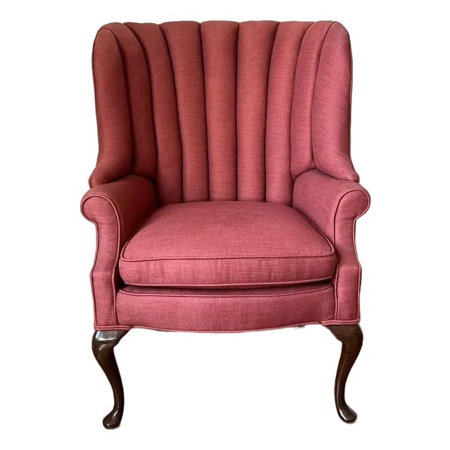 1980s Channel Back Vintage Upholstered Chair For Sale