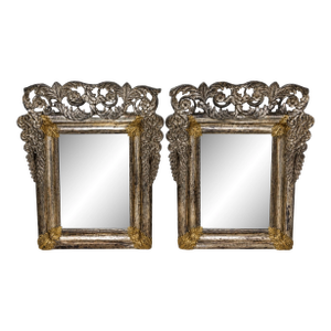 Pair of 19th Century Silvered Baroque Revival Mirrors