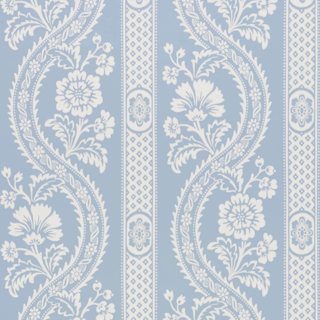 Sample - Schumacher Versailles Wallpaper in Blue For Sale