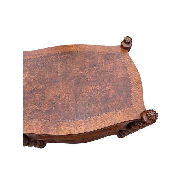 1990s Thomasville British Gentry End Table Burlwood Top End Table 3 Tier Barley Twist For Sale - Image 9 of 11