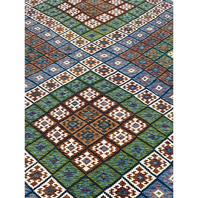 Afghan Kilim Hand Knotted Wool Rug 9’10” X 15’5” For Sale In Washington DC - Image 6 of 6