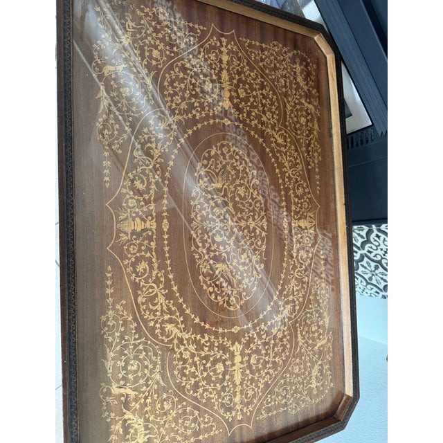 1950s Beautiful Mid Century Italian Regency Marquetry Bar Cart For Sale - Image 5 of 11