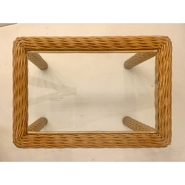 Modern Relocation Super Sale! 1980s Twisted Rattan Modern Coastal Style Side Table For Sale - Image 3 of 11