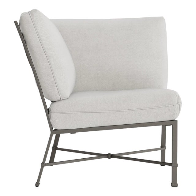 Brown Jordan Venetian Corner Sectional, Mica frame with Fusion Dove fabric For Sale