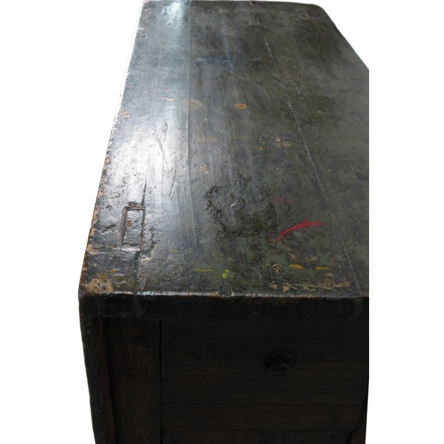 Rustic Red/Green Antique Cabinet For Sale - Image 9 of 11