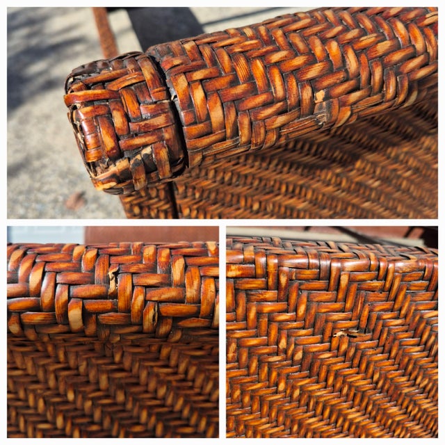 Late 20th Century British Colonial Style Wicker Sleigh Bed Frame - Queen Size For Sale - Image 9 of 10