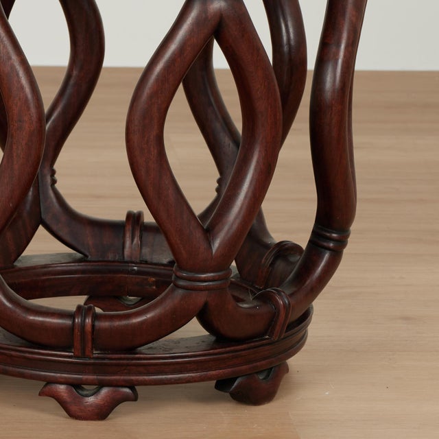 Burgundy Pair of Vintage Chinese Carved Wood Garden Seats or Stands For Sale - Image 8 of 14