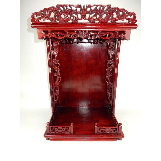 Chinese Intricately Carved Rosewood Dragon Buddhist Shrine Cabinet