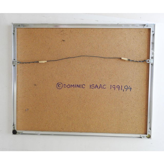 1994 oil on masonite abstract horse painting. Signed Dominic Isaac and dated on verso. Heavy impasto pointalist...