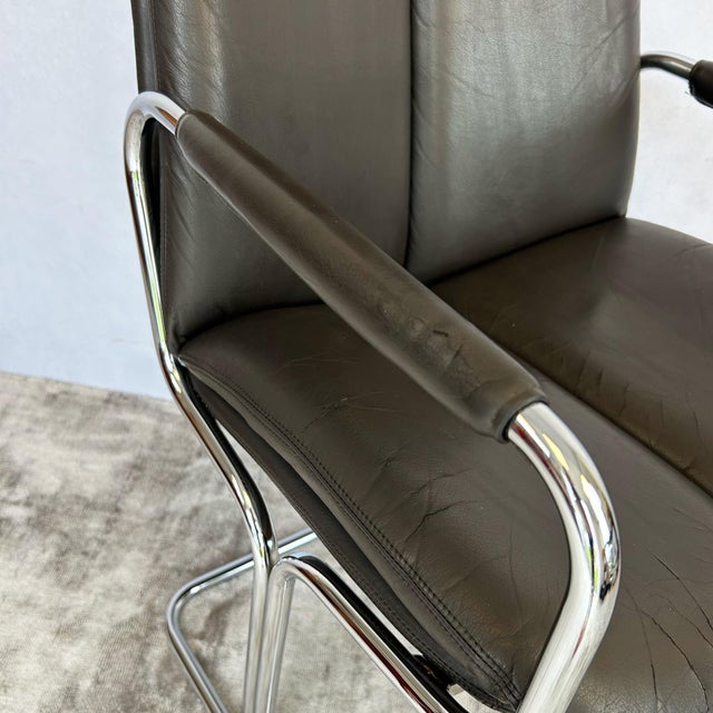 Vintage Cantilever Armchair in Chrome and Leather by Tim Bates for Pieff, 1970s For Sale - Image 11 of 14