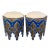 Boho Chic Moroccan Blue Majorelle Stool or Ottoman With White Leather Top, Pair For Sale