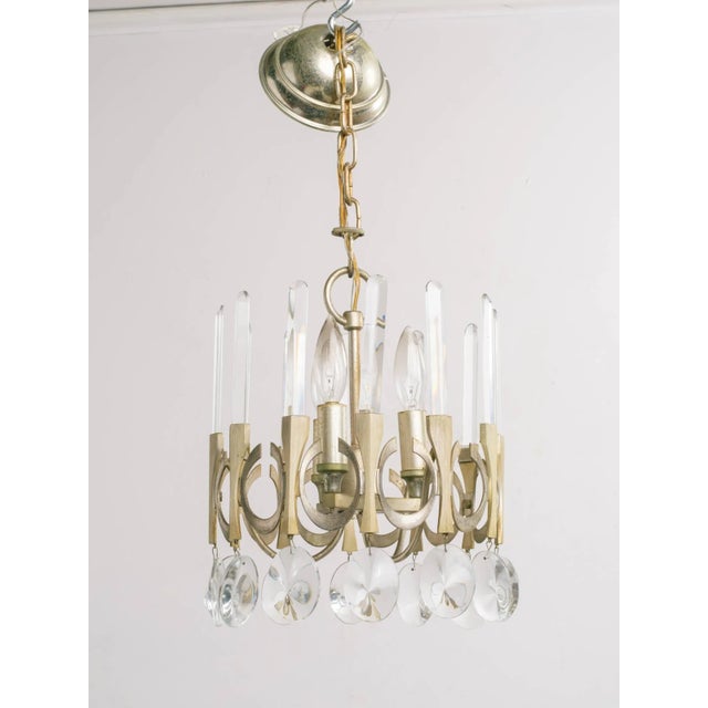 Mid-Century Modern Scolari 1970s Crystal/Metal Chandelier For Sale - Image 3 of 7