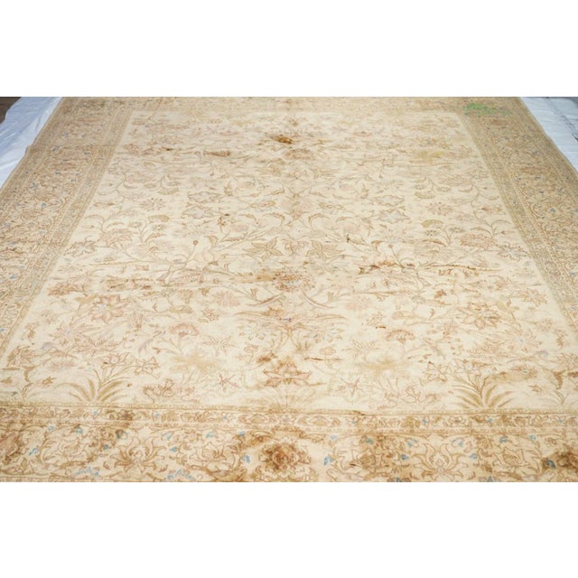 Yellow Vintage Persian Tabriz Rug 8'10'' X 11'8'' For Sale - Image 8 of 11