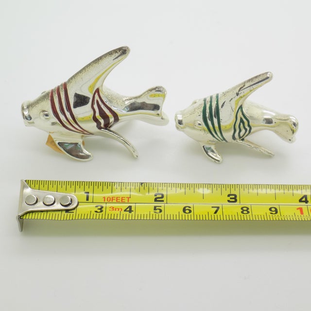 Vintage Italian Sterling Silver 925 Tropical Fishes Figurines with Enamel from Ottaviani, Rome, 1980s, Set of 2 For Sale - Image 13 of 14