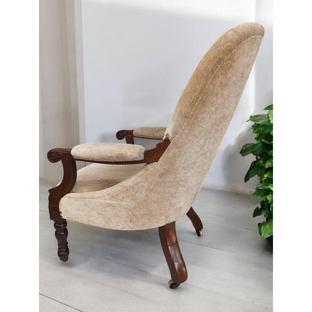 Antique Library Lounge Chair in Velour For Sale - Image 16 of 18