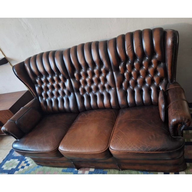 Chesterfield 3-Seater Sofa in Chestnut-Coloured Leather For Sale - Image 18 of 18
