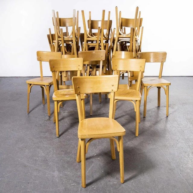 1950s French Blonde Beech Bentwood Dining Chairs from Baumann, 1950s For Sale - Image 5 of 11