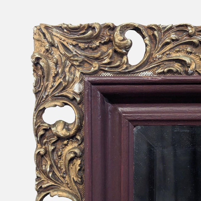 Traditional Vintage Carved Wood Wall Mirror For Sale - Image 3 of 4