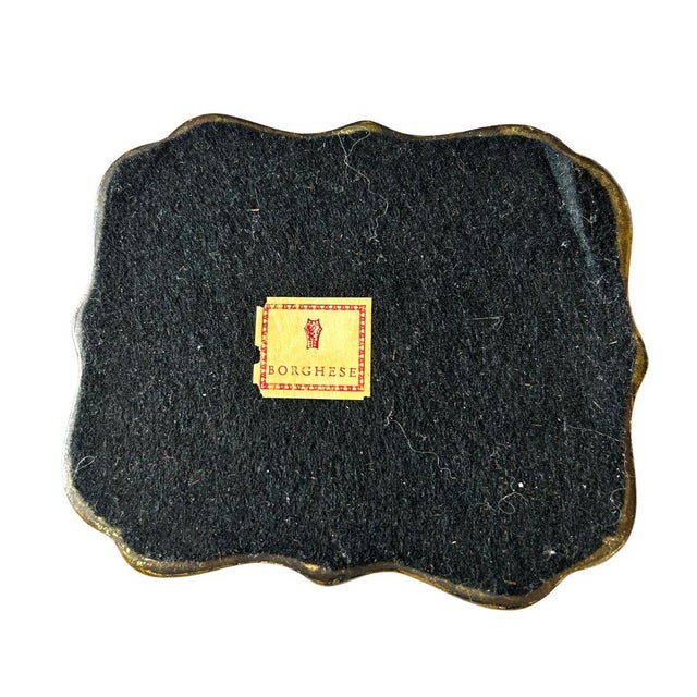 Vintage Italian Borghese Marbelized Ceramic Box. Original label intact on bottom. Slight paint loss on lid on inside.