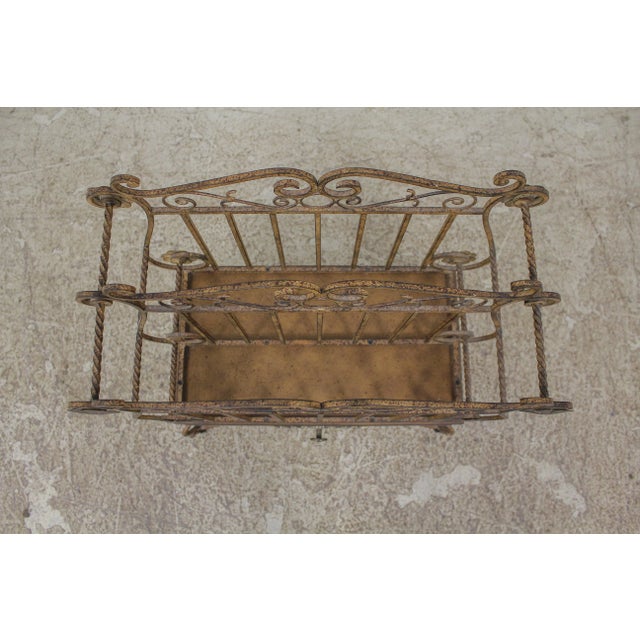 Decorator Iron Magazine Rack W. Drawer For Sale - Image 4 of 13