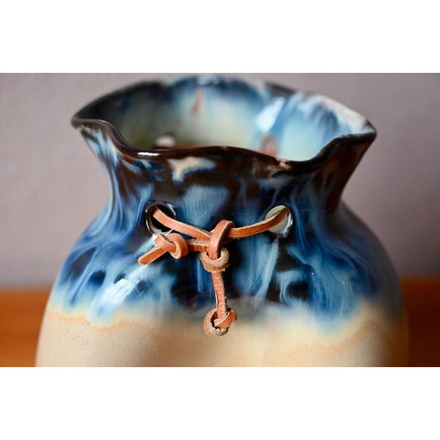 Ceramic and Leather Purse-Shaped Vase by Manuel Garcia Arroyo For Sale - Image 4 of 12