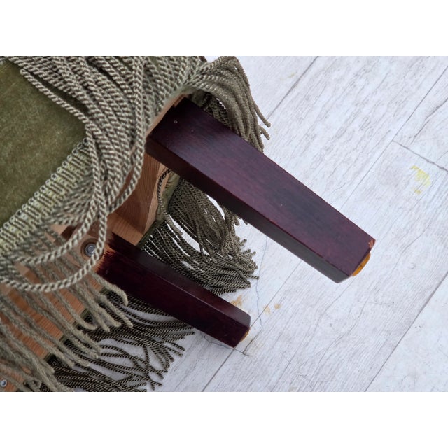 Danish Highback Armchair in Green Furniture Velour, 1970s For Sale - Image 16 of 17